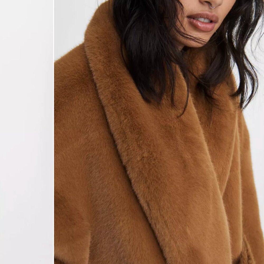 Rag & Bone Bijou Faux Fur Coat Oversized Fit Coat Medium, Camel - Picture 4 of 5